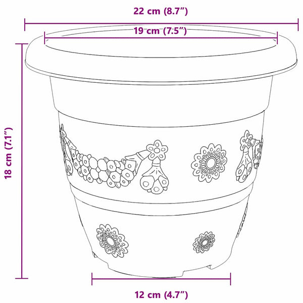 vidaXL Round Flower Pot 24 pcs Terracotta Red Ø 22 x 18 cm Plastic