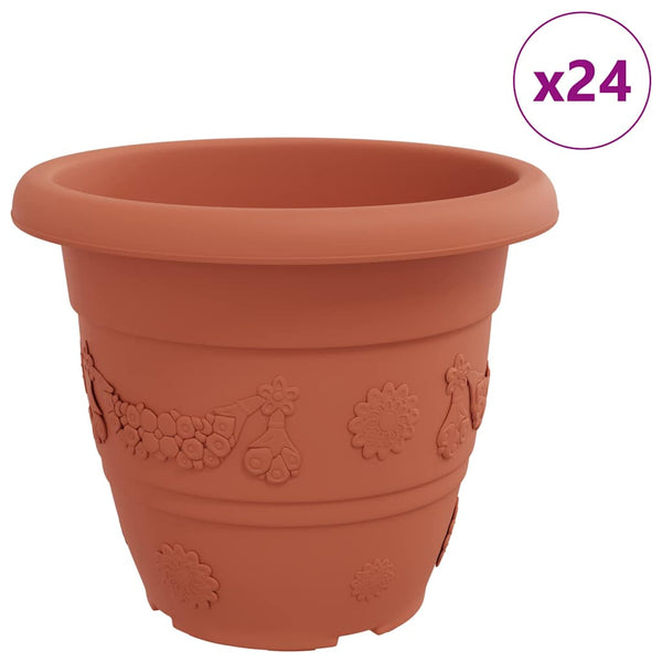 vidaXL Round Flower Pot 24 pcs Brick Red Ø 39 x 32 cm Plastic