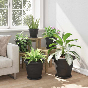 vidaXL Round Flower Pot 24 pcs Black Ø 34 x 28 cm Plastic