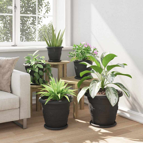 vidaXL Round Flower Pot 24 pcs Black Ø 34 x 28 cm Plastic