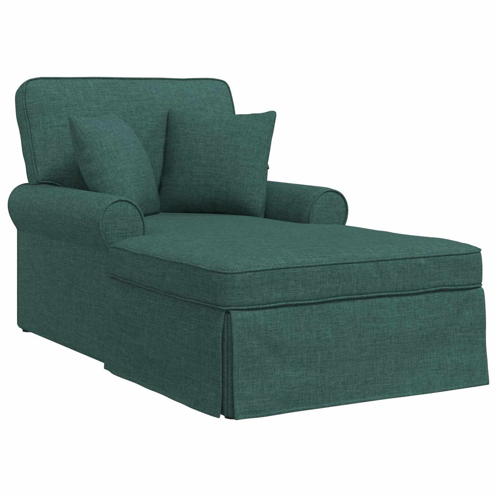 Dunkelgrüne Chaiselongue mit Kissen