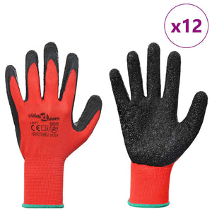vidaXL Work Gloves 12 pcs Red and Black 11 / XXL