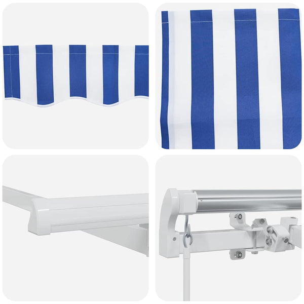 vidaXL Retractable Awning Blue and White 600 x 300 cm
