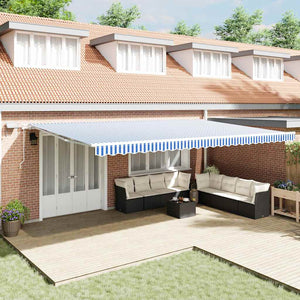vidaXL Retractable Awning Blue and White 600 x 300 cm