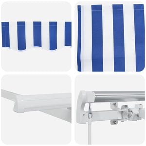 vidaXL Retractable Awning Blue and White 500 x 300 cm