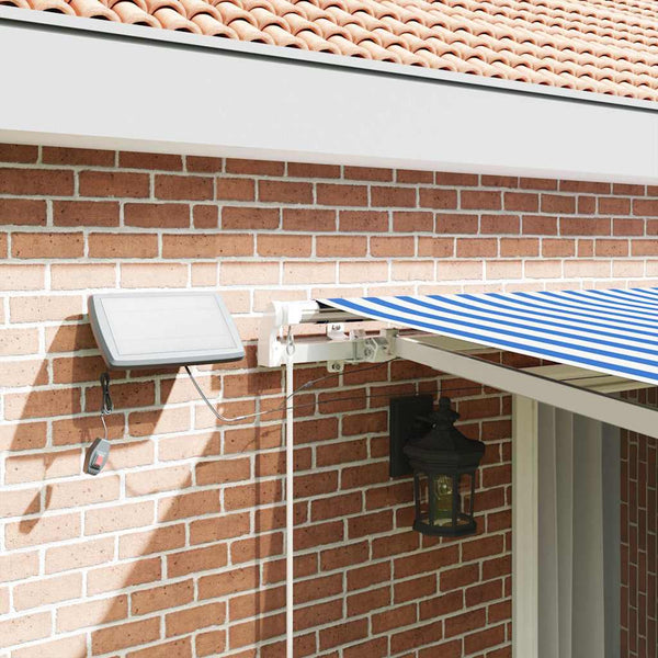 vidaXL Retractable Awning Blue and White 450 x 300 cm