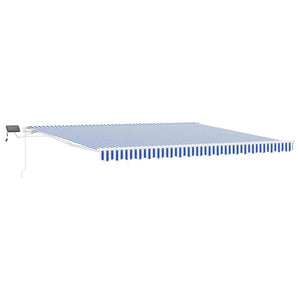 vidaXL Retractable Awning Blue and White 450 x 300 cm