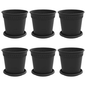 Schwarze Blumentöpfe, 6er-Set, Ø 17cm