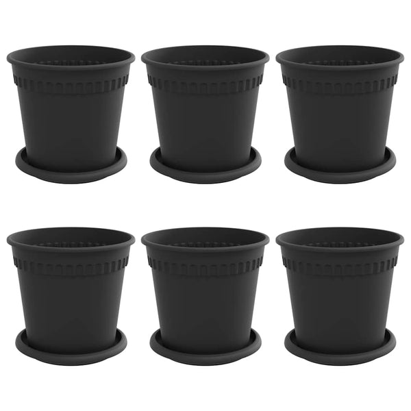 Schwarze Blumentöpfe, 6er-Set, Ø 17cm