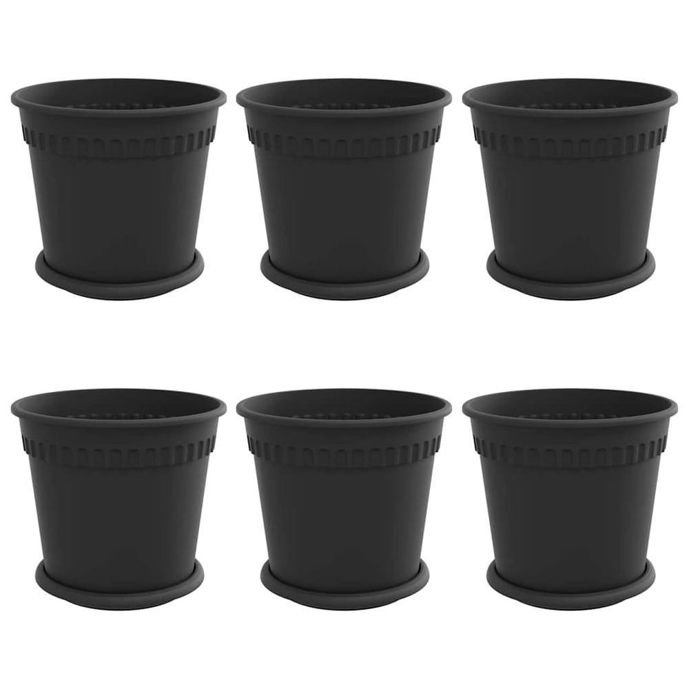 Schwarze Blumentöpfe, 6er-Set, Ø 19cm
