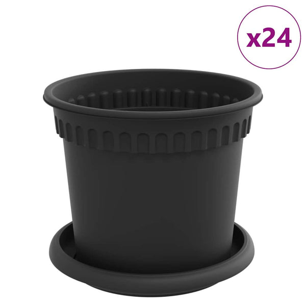 Blumentöpfe Schwarz Ø 15cm, 24er Set