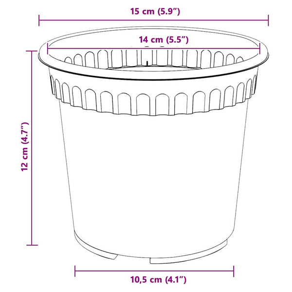 Blumentöpfe Schwarz Ø 15cm, 24er Set