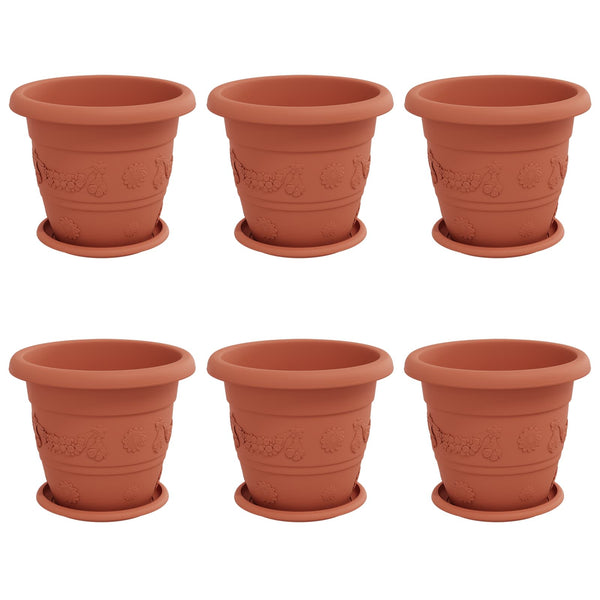 Blumentöpfe 6er Set, Ziegelrot, Ø 26cm