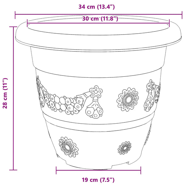 Blumentöpfe 6er Set Ziegelrot 34 cm