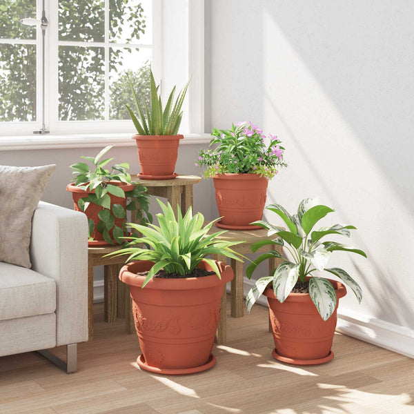 Blumentöpfe 6er Set Ziegelrot Ø 39cm