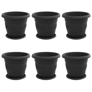Schwarze Blumentöpfe 6er-Set, Ø 26cm