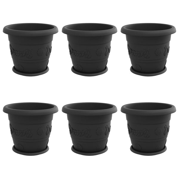 Schwarze Blumentöpfe, 6er Set, Ø 34cm