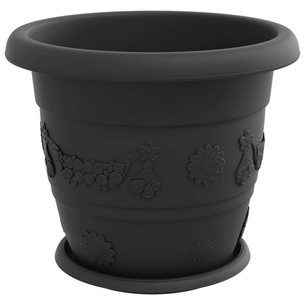 Schwarze Blumentöpfe, 6er Set, Ø 34cm