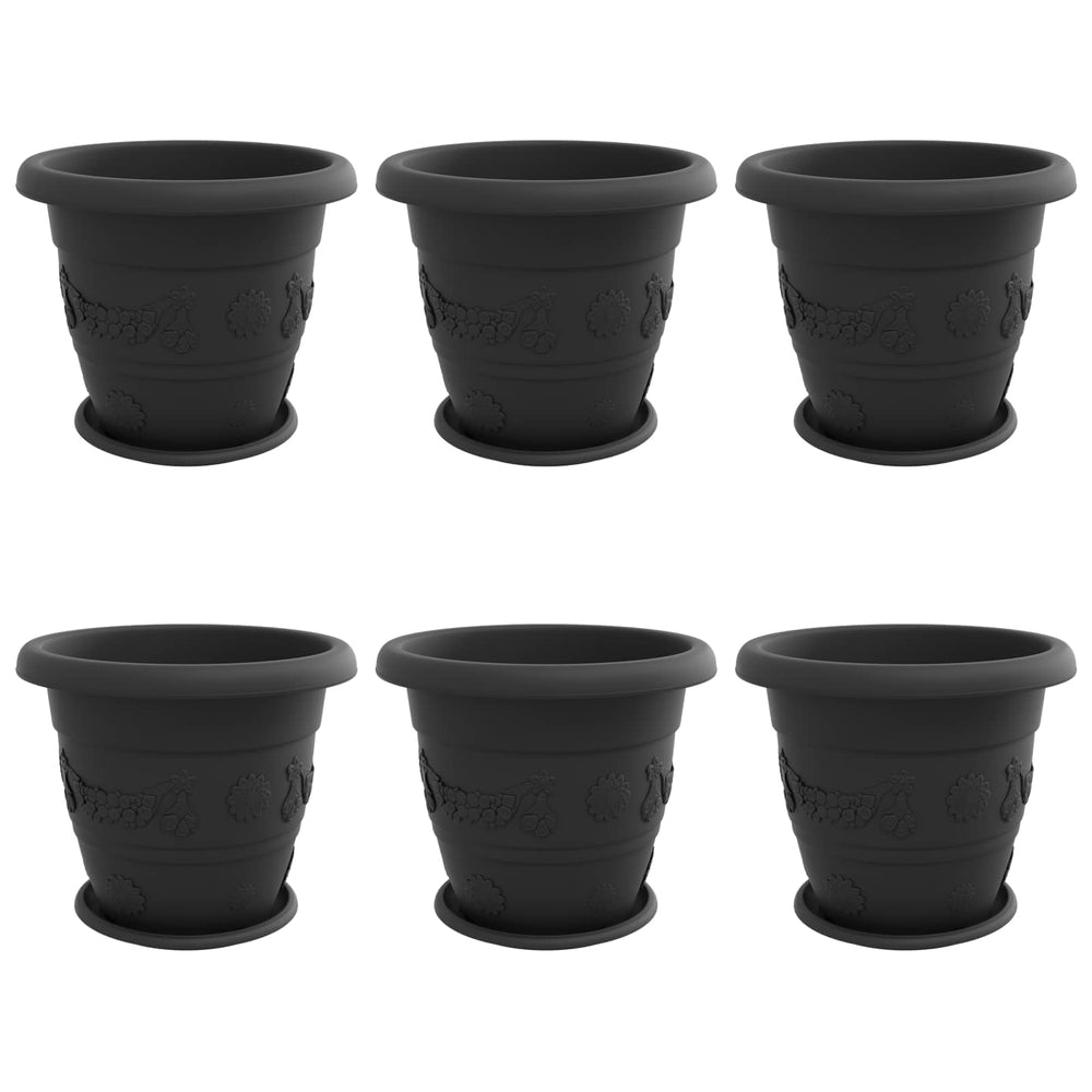 Schwarze Blumentöpfe, 6er-Set, Ø 39cm