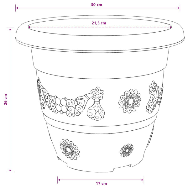 Blumentöpfe Ziegelrot 30 cm, 24er Set