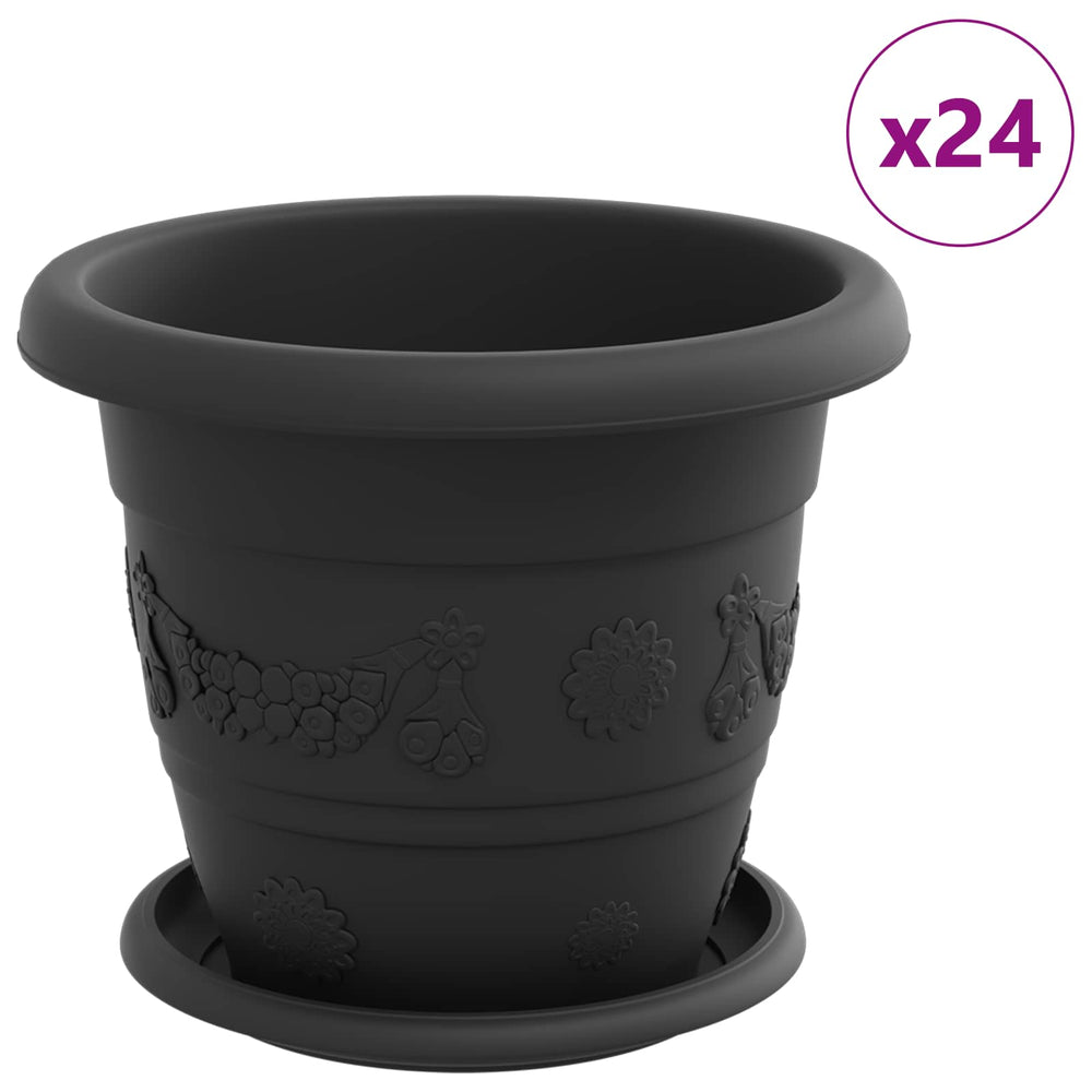 Blumentöpfe Schwarz 22 cm, 24er Set