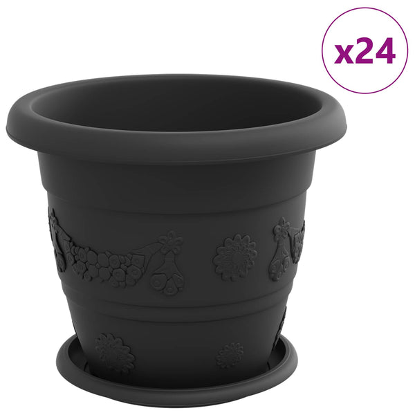 Schwarze Blumentöpfe, 24er Set, Ø 26cm