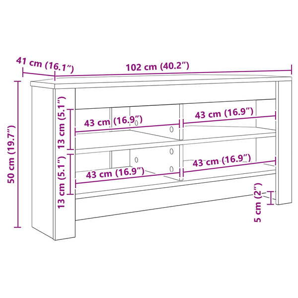 vidaXL Corner TV Cabinet Reclaimed Wood 102 x 40.5 x 45 cm Engineered Wood