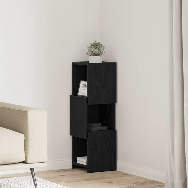 vidaXL Corner Wall Cabinet Black Oak Look 25.5x25x80cm Engineered Wood
