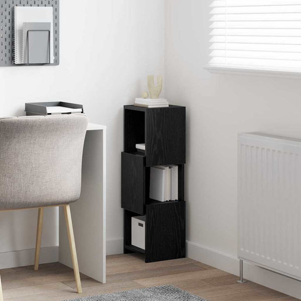 vidaXL Corner Wall Cabinet Black Oak Look 25.5x25x80cm Engineered Wood
