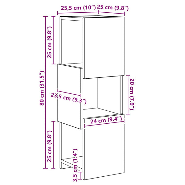 vidaXL Corner Cabinet Artisan Oak 25.5x25x80cm Engineered Wood