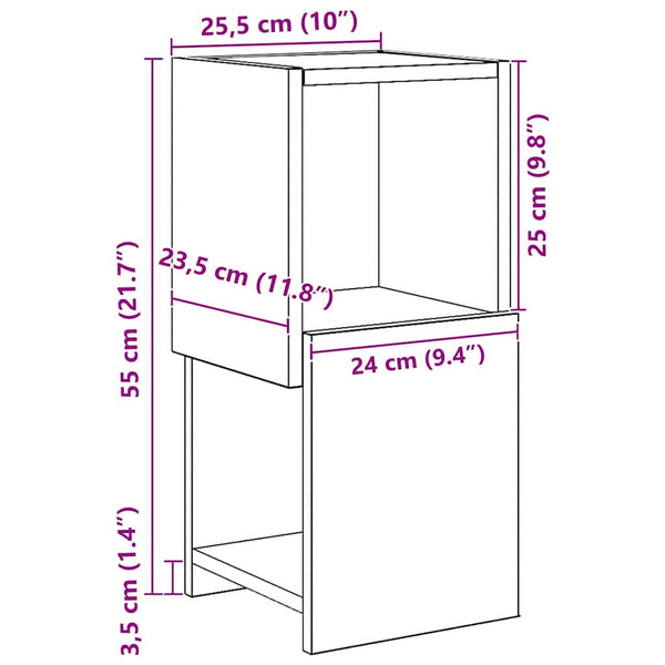 vidaXL Corner Cabinet Black Oak Look 25.5x25x55cm Engineered Wood