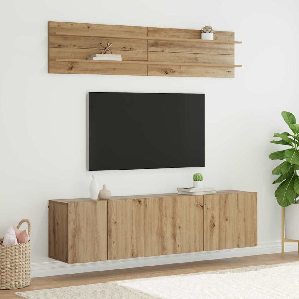 Wandmontierte TV-Einheit, 6-teilig, Artisan Eiche