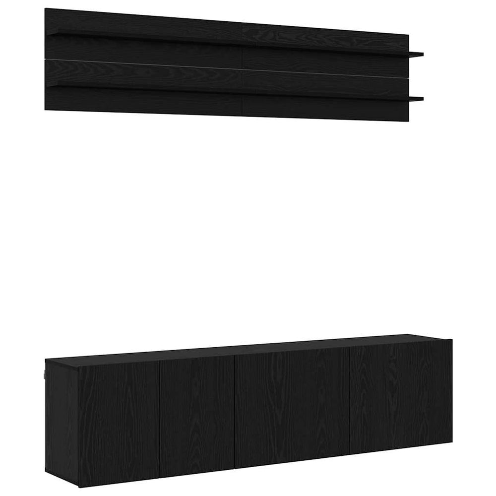 TV-Einheiten 6er Set Schwarz Eichenoptik