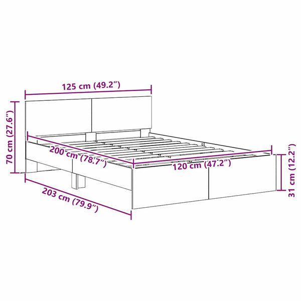 Bettrahmen Altholz 120x200 cm mit Kopfteil