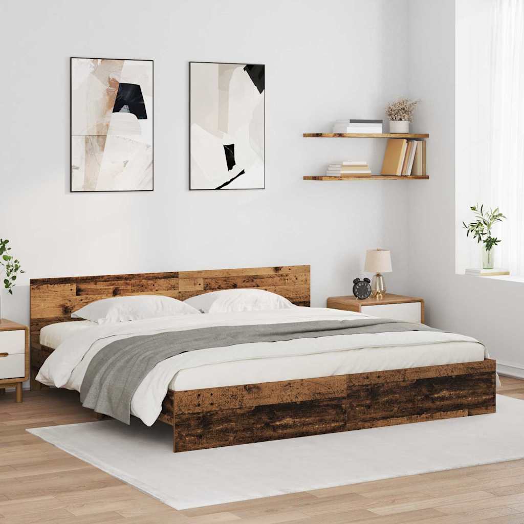 Bettrahmen Altholz mit Kopfteil 200x200 cm
