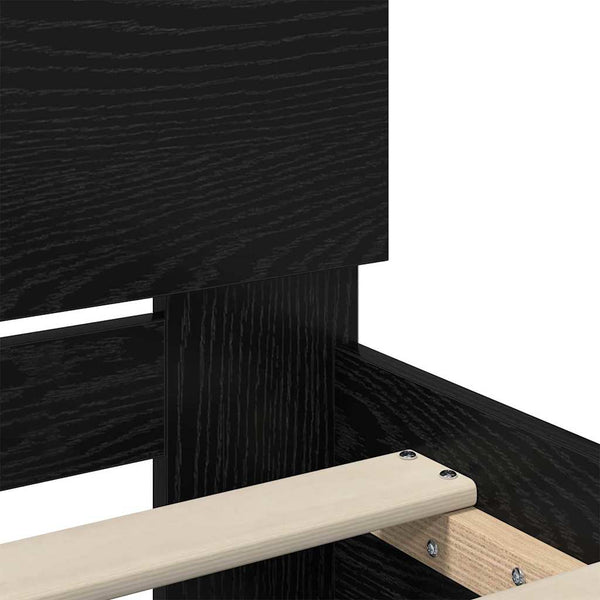 Bettrahmen 200x200 cm Schwarz Eichenoptik