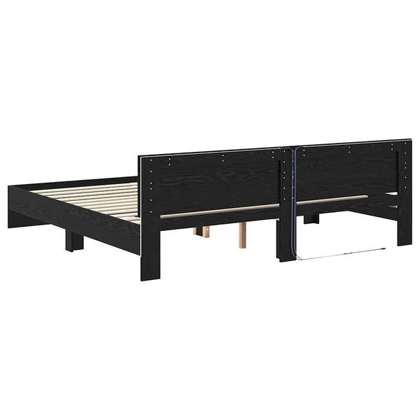 Bettrahmen 200x200 cm Schwarz Eichenoptik