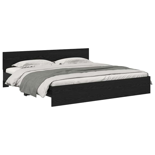 Bettrahmen 200x200 cm Schwarz Eichenoptik