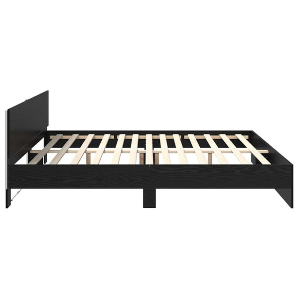 Bettrahmen 200x200 cm Schwarz Eichenoptik