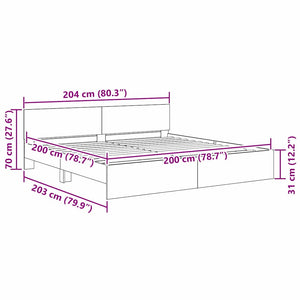 Bettrahmen 200x200 cm Schwarz Eichenoptik