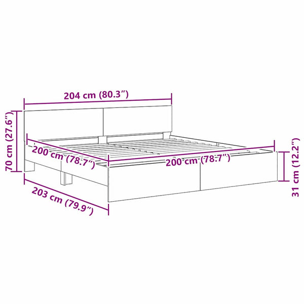 Bettrahmen 200x200 cm Schwarz Eichenoptik