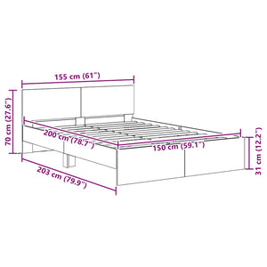 Bettrahmen Altholz 150x200 cm mit Kopfteil