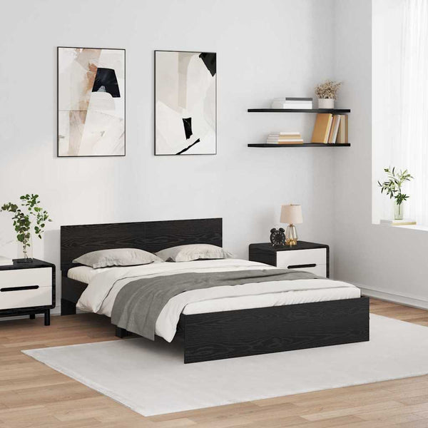 Bettrahmen 150x200 cm Schwarz Eichen-Optik