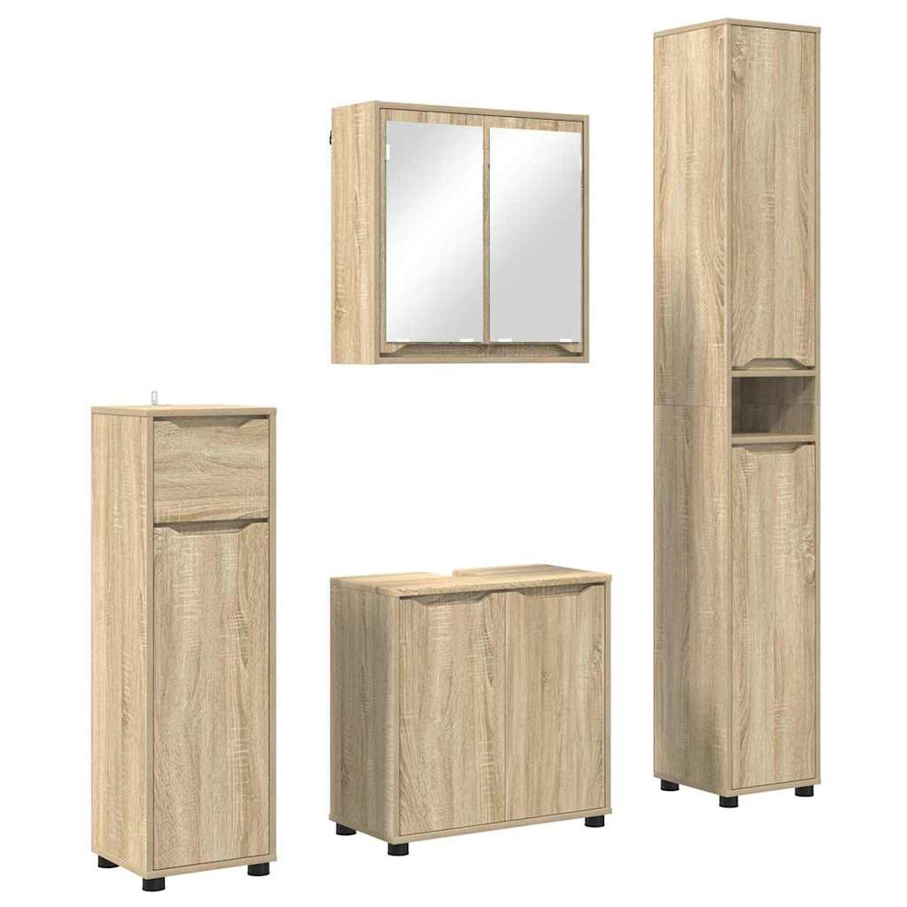 Badezimmermöbel Set mit Regal Sonoma Eiche 4-teilig