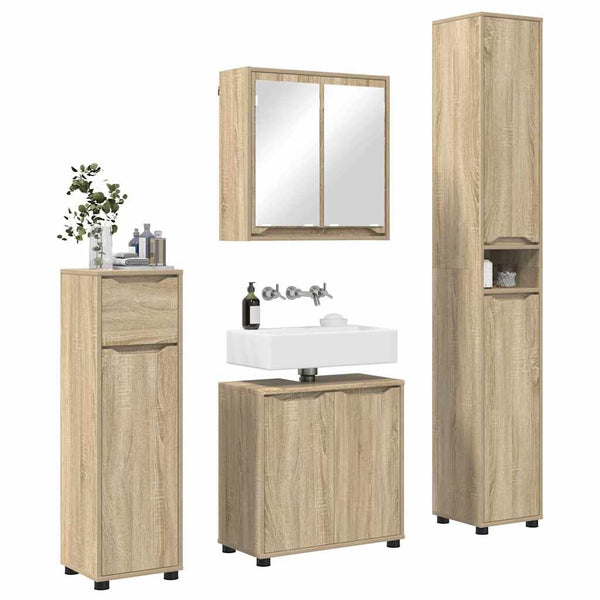 Badezimmermöbel Set mit Regal Sonoma Eiche 4-teilig