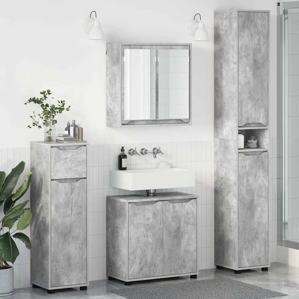 Badezimmermöbel Set mit Regal Beton Grau 4-teilig