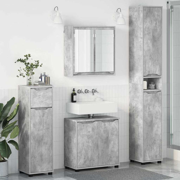 Badezimmermöbel Set mit Regal Beton Grau 4-teilig