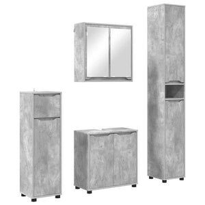 Badezimmermöbel Set mit Regal Beton Grau 4-teilig
