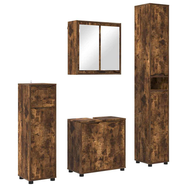 Badmöbel Set 4-teilig Geräucherte Eiche