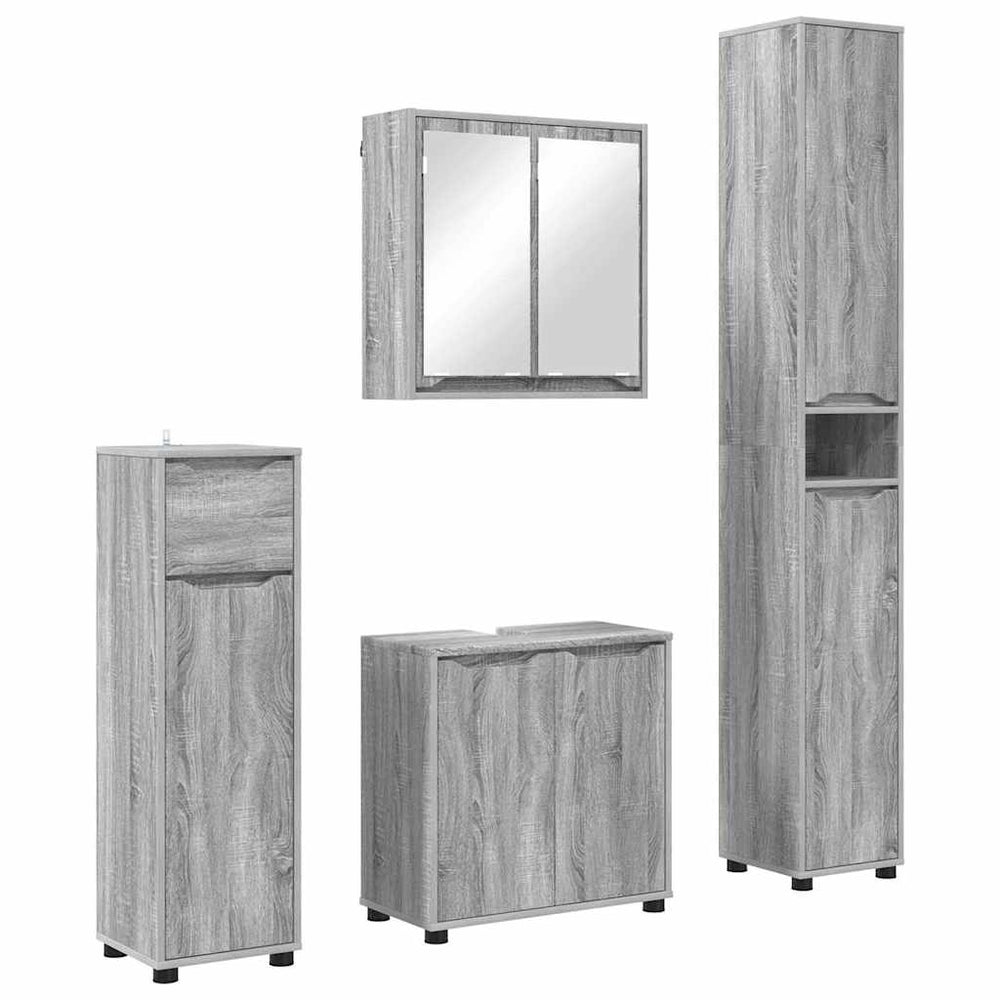 Badmöbel Set mit Regal, Grau Sonoma